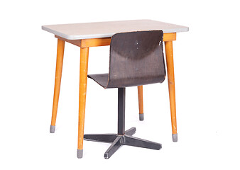 Image showing Vintage school desk and chair