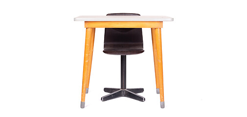Image showing Vintage school desk and chair