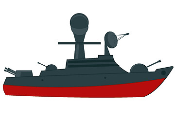 Image showing Vector illustration of the military cruiser with weapon