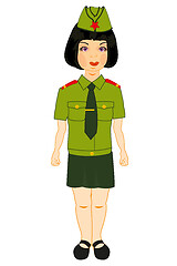 Image showing Girl military on white background is insulated