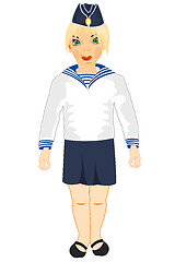 Image showing Girl sailor on white background is insulated