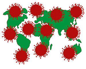 Image showing World polluted coronavirus on white background is insulated