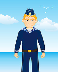 Image showing Sailor man on background blue epidemic deathes