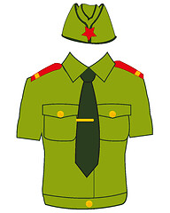 Image showing Shirt and oversea cap military on white background is insulated