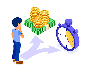 Image showing time or money man faced with choice