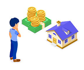 Image showing Sale Purchase Rent Mortgage House Isometric