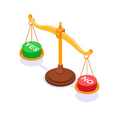 Image showing choice yes or no on scales concept