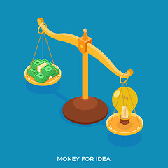 Image showing Money for Idea concept with scales