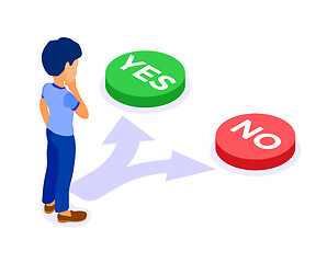 Image showing man faced with choice yes or no