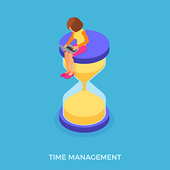 Image showing time management with girl and hourglass