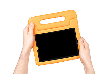 Image showing Tablet in a bright cover, designed for children