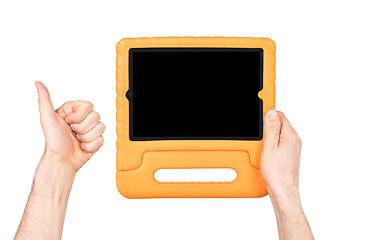 Image showing Tablet in a bright cover, designed for children