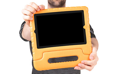 Image showing Tablet in a bright cover, designed for children