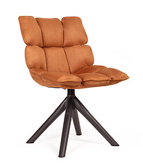 Image showing Modern chair made from suede and metal - Cognac