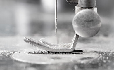 Image showing Antique, vintage sewing machine close-up