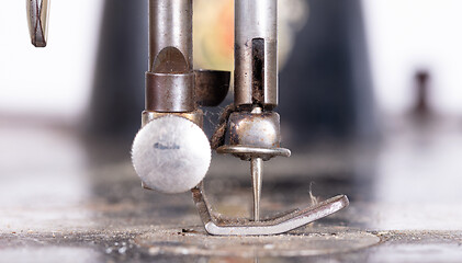 Image showing Antique, vintage sewing machine close-up