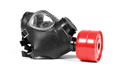 Image showing Vintage gasmask isolated on white - Red filter