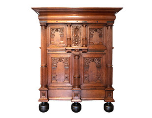 Image showing Old wooden two door cupboard buffet cabinet