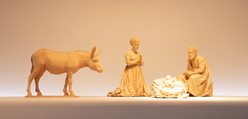 Image showing Crib Jesus, Joseph, Maria and a donkey