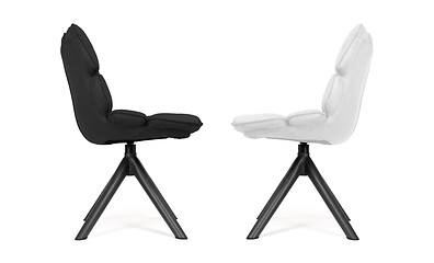 Image showing Modern chairs made from suede and metal - Black and white