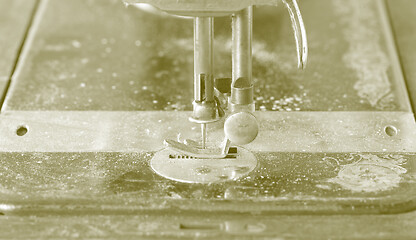 Image showing Antique, vintage sewing machine close-up