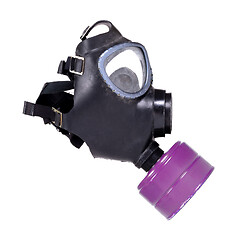 Image showing Vintage gasmask isolated on white - Purple filter