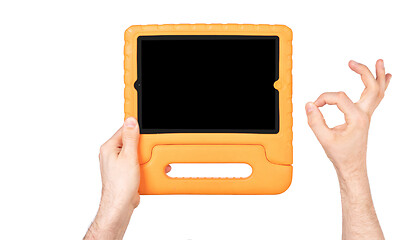 Image showing Tablet in a bright cover, designed for children