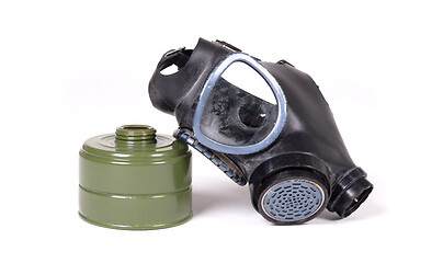 Image showing Vintage gasmask isolated on white - Green filter