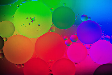 Image showing Rainbow abstract background picture made with oil, water and soap