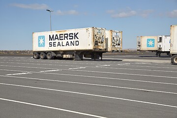 Image showing Container carrier trailers parked