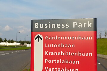 Image showing Business park signboard near Rotterdam airport