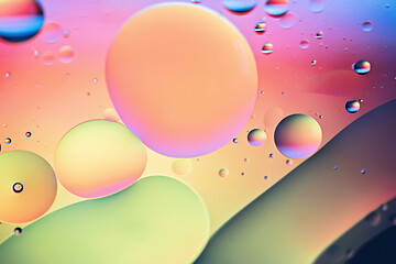 Image showing Rainbow abstract defocused background picture made with oil, water and soap