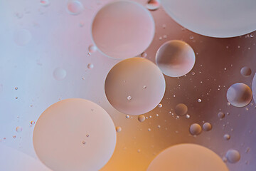 Image showing Orange and gray abstract background picture made with oil, water and soap