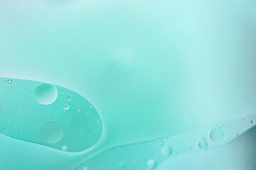 Image showing Light blue abstract background picture made with oil, water and soap