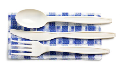 Image showing white cutlery for take away