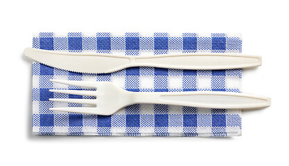 Image showing white cutlery for take away