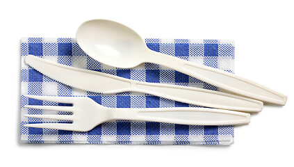 Image showing white cutlery for take away