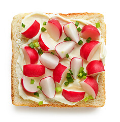 Image showing toasted bread with fresh radish