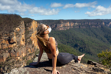 Image showing Hiker basking in the sunshine during the coronavirus pandemic