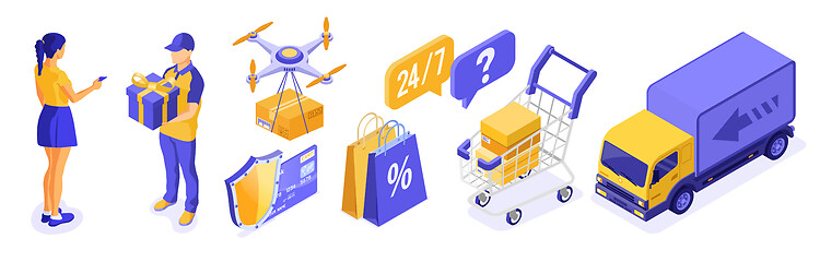 Image showing Isometric Online Shopping Delivery