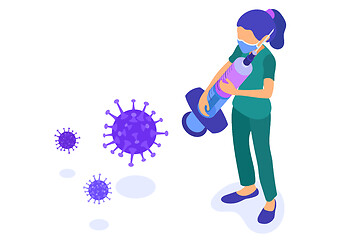 Image showing nurse in mask with syringe stop coronavirus