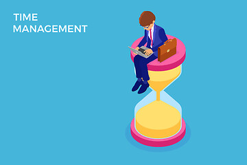 Image showing time management with business man and hourglass