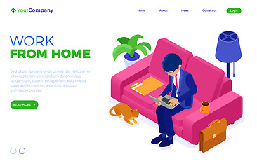 Image showing businessman working remotely from home