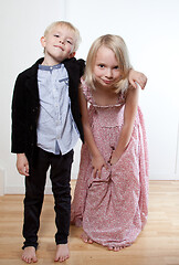 Image showing Portrait of a brother and sister in studio