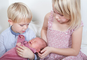 Image showing Portrait of a brother and sister in studio