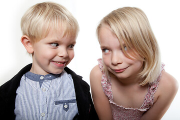 Image showing Portrait of a brother and sister in studio