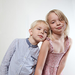 Image showing Portrait of a brother and sister in studio