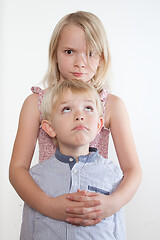 Image showing Portrait of a brother and sister in studio