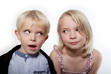 Image showing Portrait of a brother and sister in studio