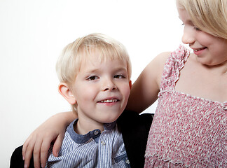 Image showing Portrait of a brother and sister in studio